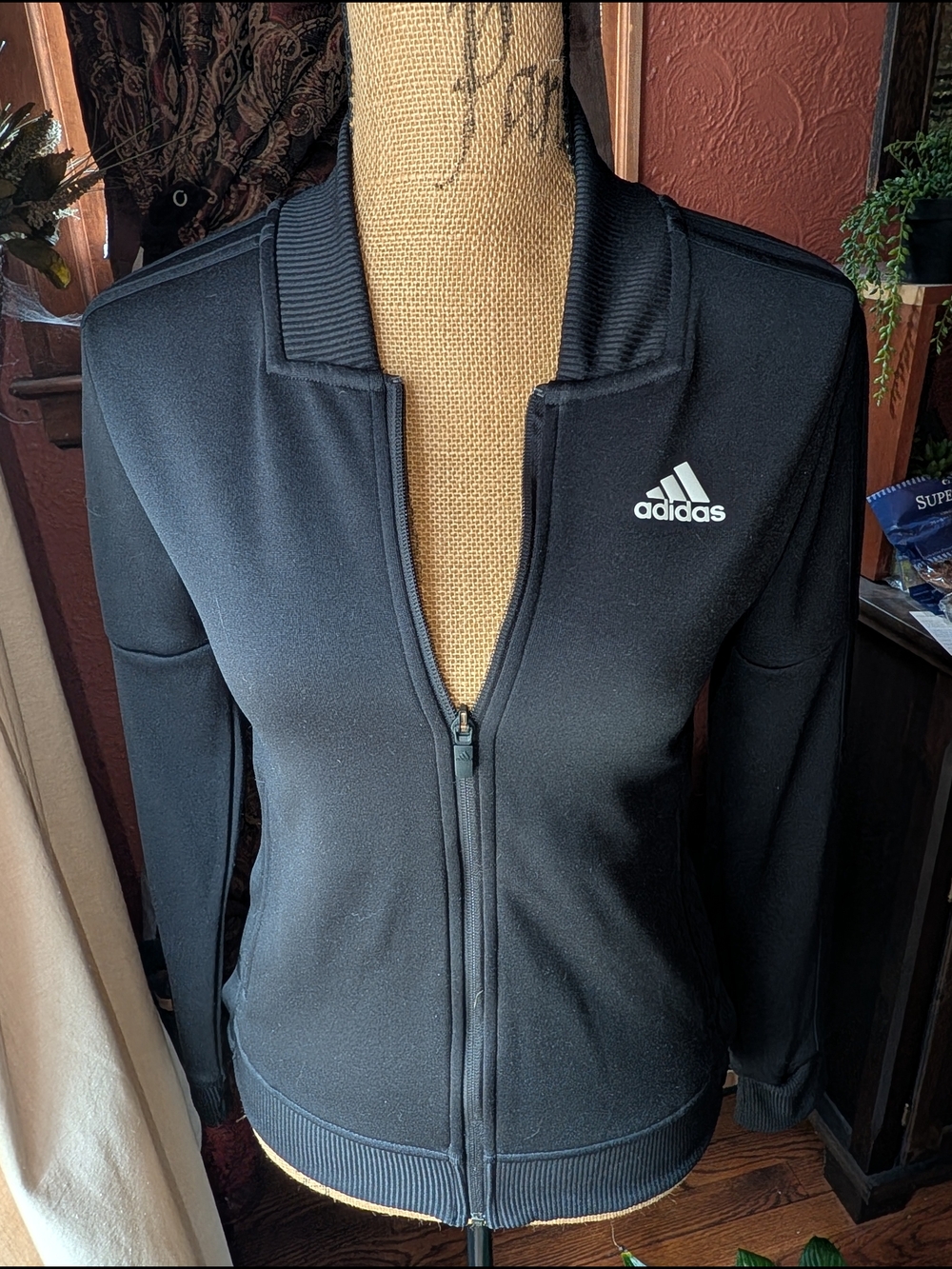 adidas Women's Black Zip-Front Bomber Jacket